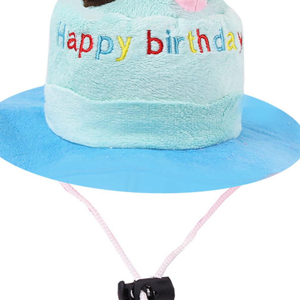 Dog Birthday Cake Hat Cute Fun Innovative Adjustable Cat Happy Birthday Hat for Birthday Party Holiday Photo Props Blue