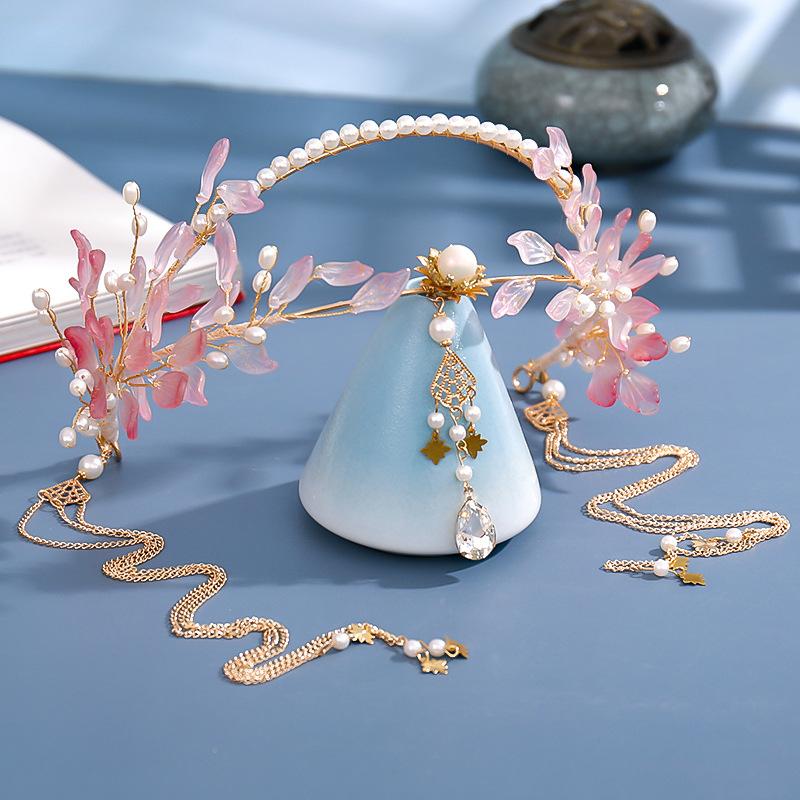 Ancient-style Hanfu Hairband Headpiece, Fringed Pendant Hairpin Extremely Beautiful Ancient-style Headband Accessory for Girls