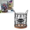 Coffee Pod Basket Decorative Round Wire Coffee Capsule Holder with Wooden Base for Cafe Kitchen Countertop