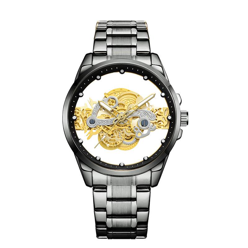 BK139 Double-sided Hollow Steel Strip Man Watch Casual Fashion Calendar Waterproof Quartz Watch Watches for Man