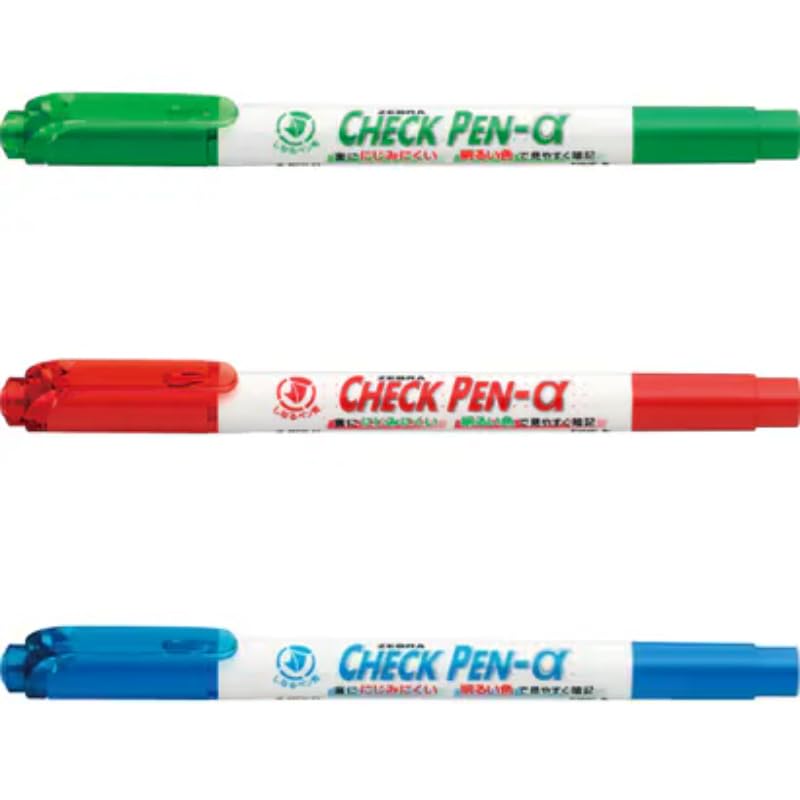 ZEBRA Check Pen Set , 3-Piece (Green, Red, Blue) WYT20-G/WYT20-R/WYT20-BL