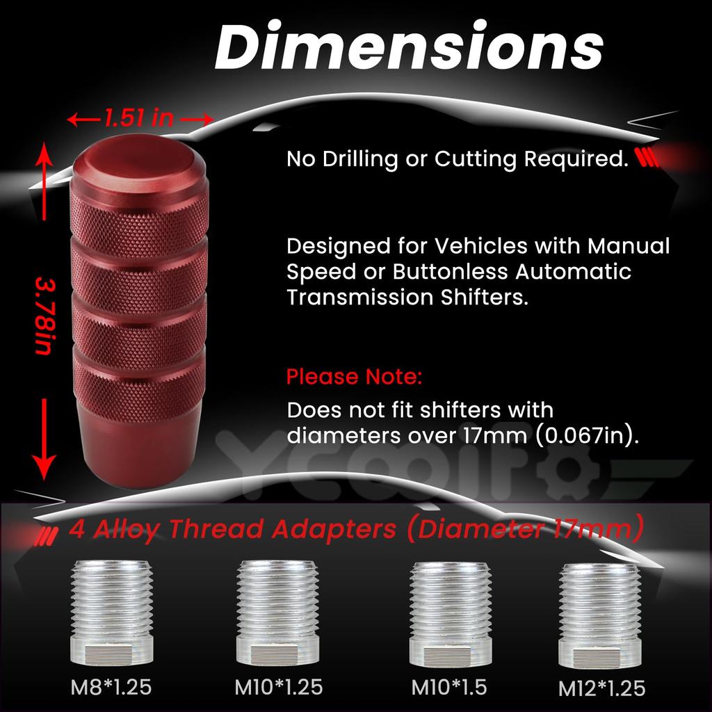 Shift Knob 3.8 Inch Aluminum Weighted Car Gear Stick Shifter