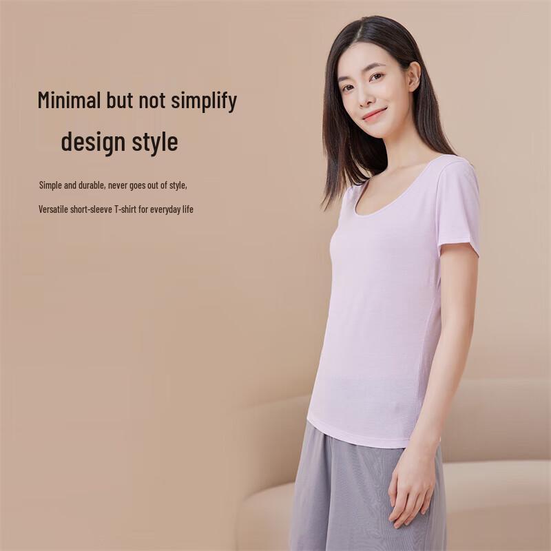Yiershuang Women's 60s 100% Cotton Short Sleeve Round Neck T-shirt
