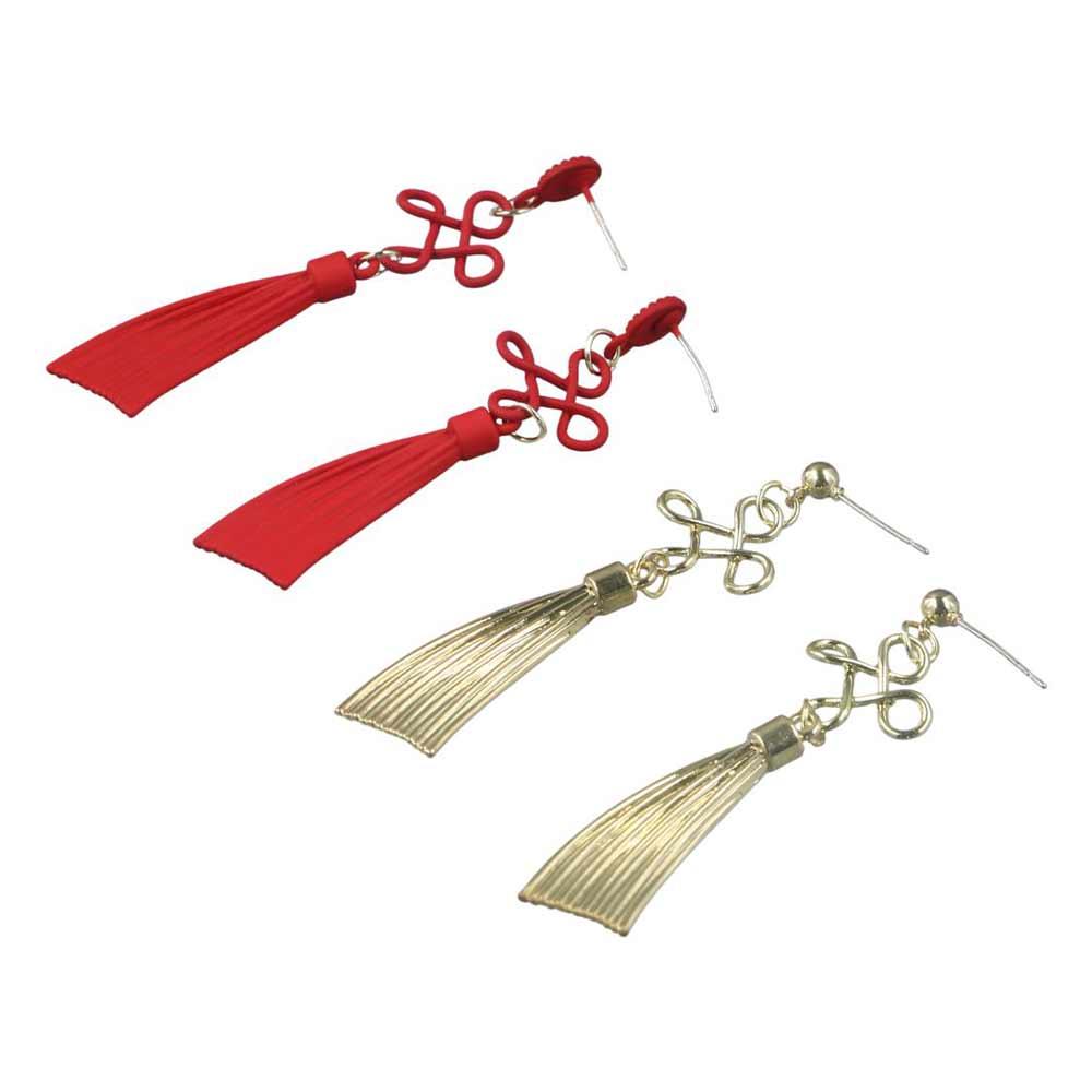 

Аксессуары Висячие серьги-подвески Женские серьги-крючки Китайский Новый год Серьги-китайские узелки золотой