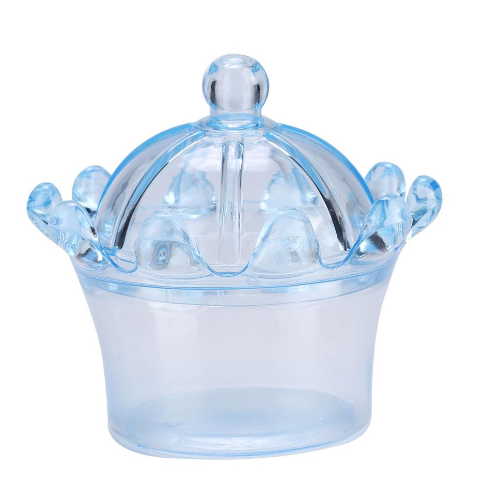 12Pcs Gift Bags Transparent Crown Plastic Box For Party Gift Chocolate Boxs;Pink: