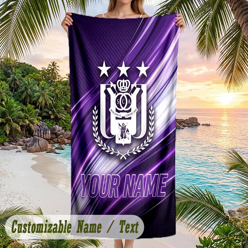 Beach Towel Anderlecht FC Print Custom Name Text Soft Towel for Swimming Pool