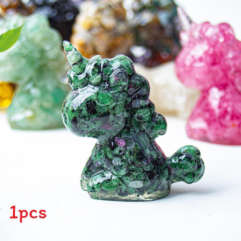 Unicorn Resin Figurine With Handcrafted Crystal Texture For Home Decor And Giftgiving
