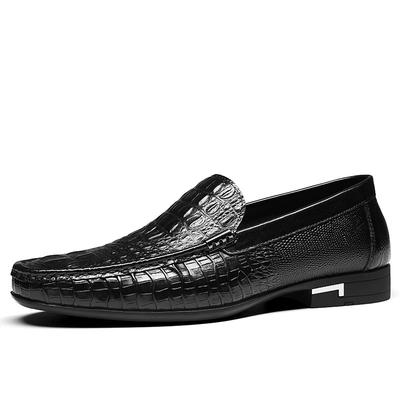 FashionNew Alligator Print Casual Shoes for Men Fashion New Designer Black Leather Driving Shoes Male Spring Autumn Loafers Man