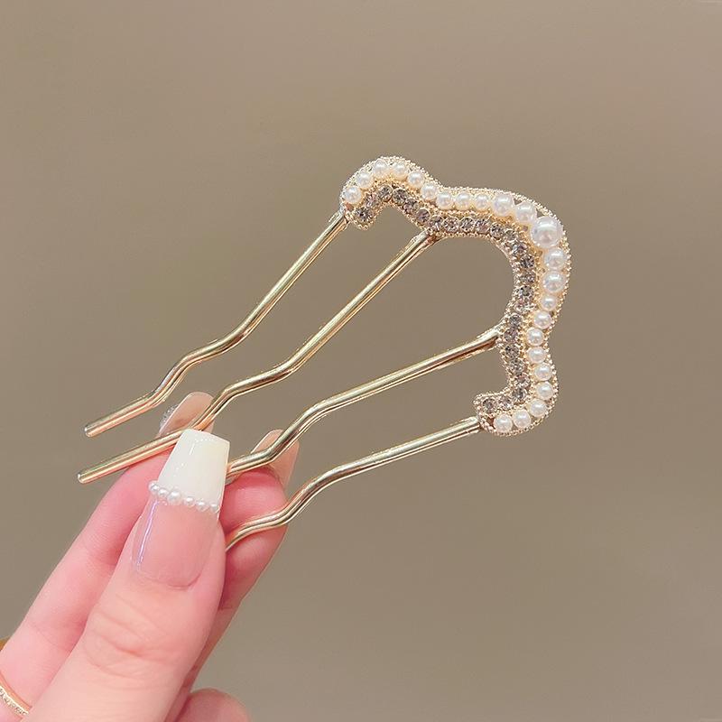 Elegant Pearl U-shaped Hairpin for Women - New Chinese Style Updo Accessory 2025