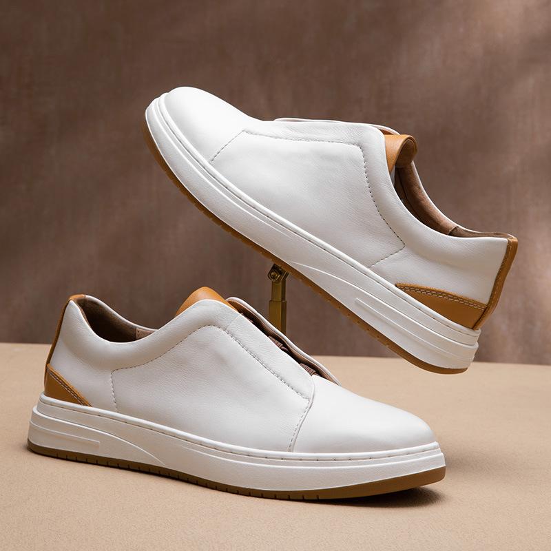 Men'S Shoes Round Head Leather Board Shoes British Business Men'S Leather Shoes Fashion Trend Casual Sports Shoes One Pedal
