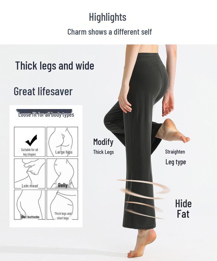 Damen High-Waist Schnelltrocknend Weitbein Yogahose für Fitness & Tanz