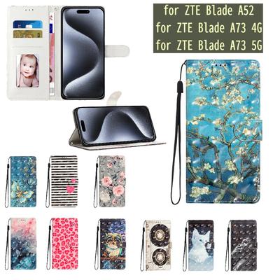 3D Pattern PU Leather Phone Wallet Case for ZTE Blade A52,ZTE Blade A73 5G,ZTE Blade A73 4G
