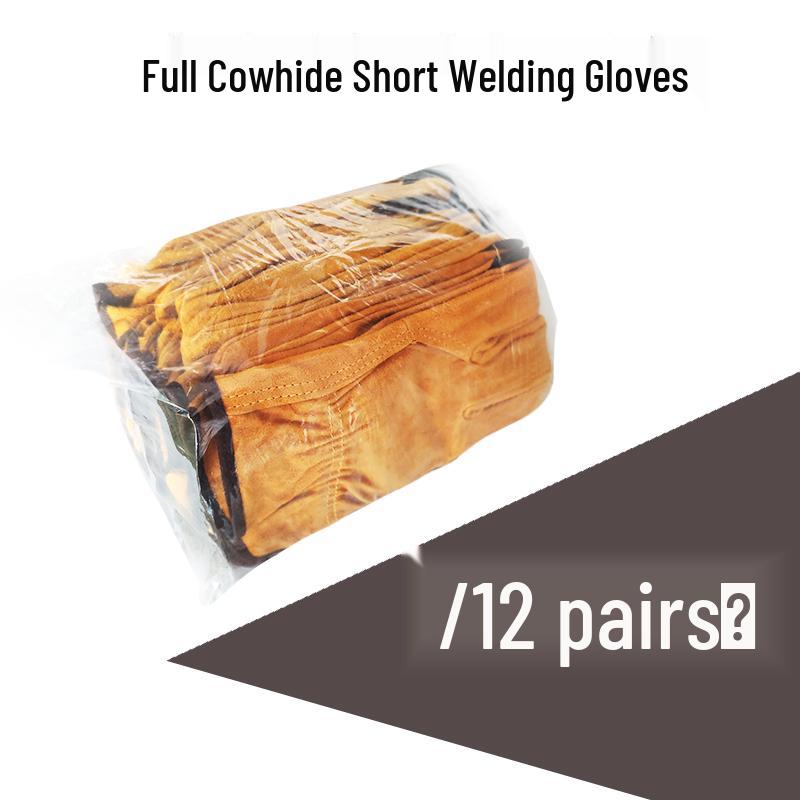 High-Temperature Resistant Cowhide Welding Gloves - Soft, Wear-Resistant, and Anti-Scald Protection for Welders.