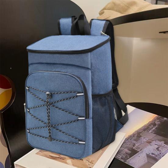 Picnic Bag Large Capacity Waterproof Oxford Cloth Cooler Bag with Adjustable Straps Side Mesh Pockets Outdoor Lunch Bag