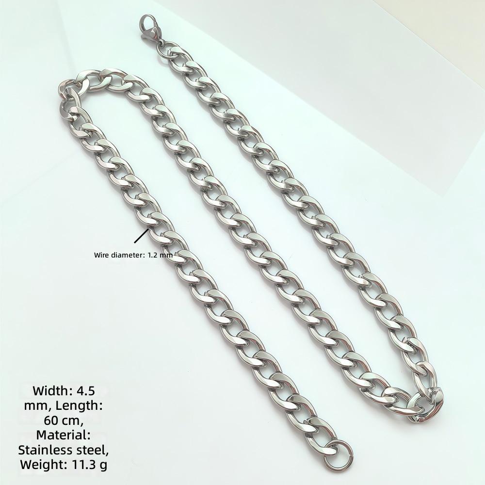 Stainless Steel Cuban Chain Necklace for Men European American Hip Hop Stainless Steel Fashion Jewelry