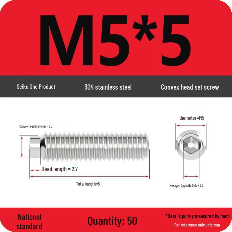 304 Stainless Steel Cup Point Grub Screw - Sizes M3 To M10