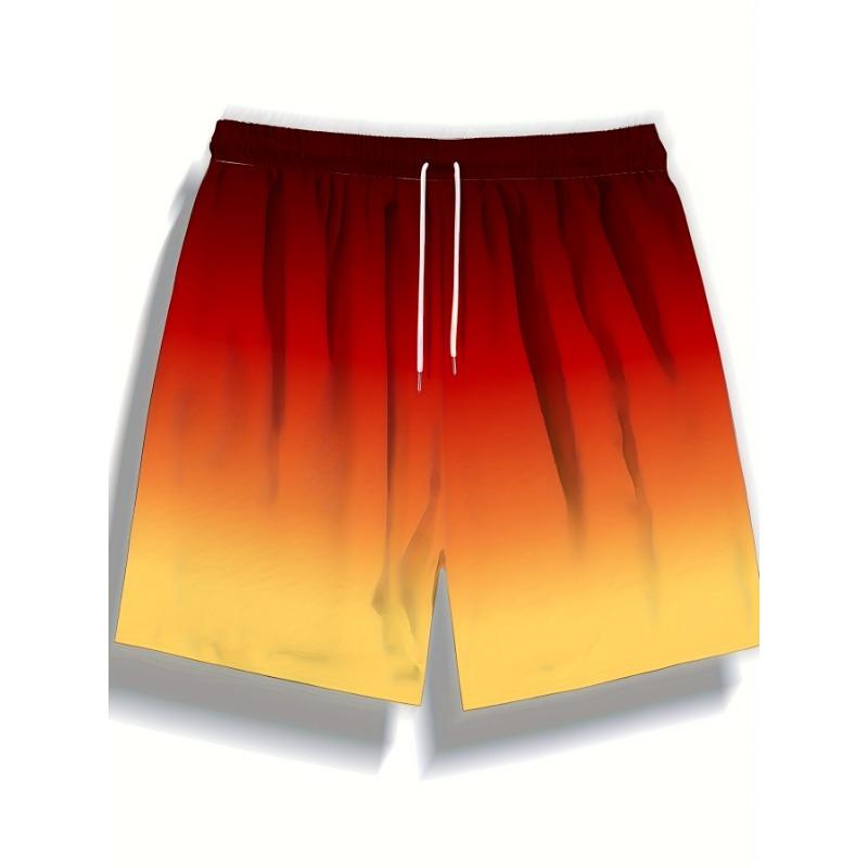 Gradient print men's casual fashion sports shorts loose and comfortable gym men's swimwear beach shorts