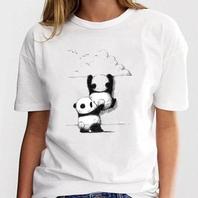Süßer Panda-Druck Kurzarm Wunsch für Männer und Frauen Europäische und Amerikanische Oberteile Ästhetische Kleidung Grafik-T-Shirts