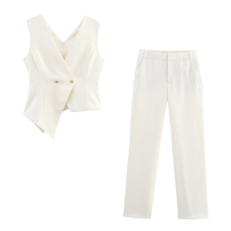 Kaslead New Women Clothes Western Style Asymmetric No Short Sleeve Vest Trousers 3447180 3328180