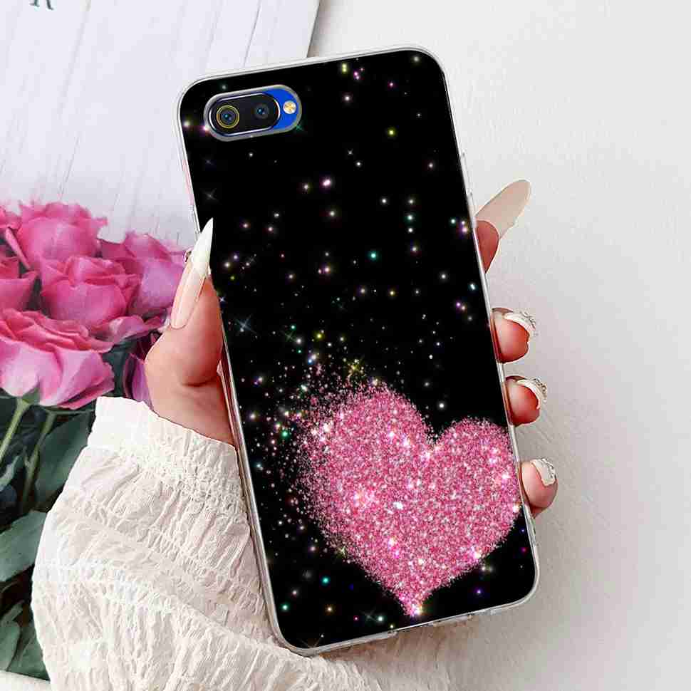 For Realme C2 RMX1941 6.1" Case Summer Fresh Mint Soft Silicone TPU Cover For Oppo Realme c2 C2 Luxurious Flowers Bumper Shell