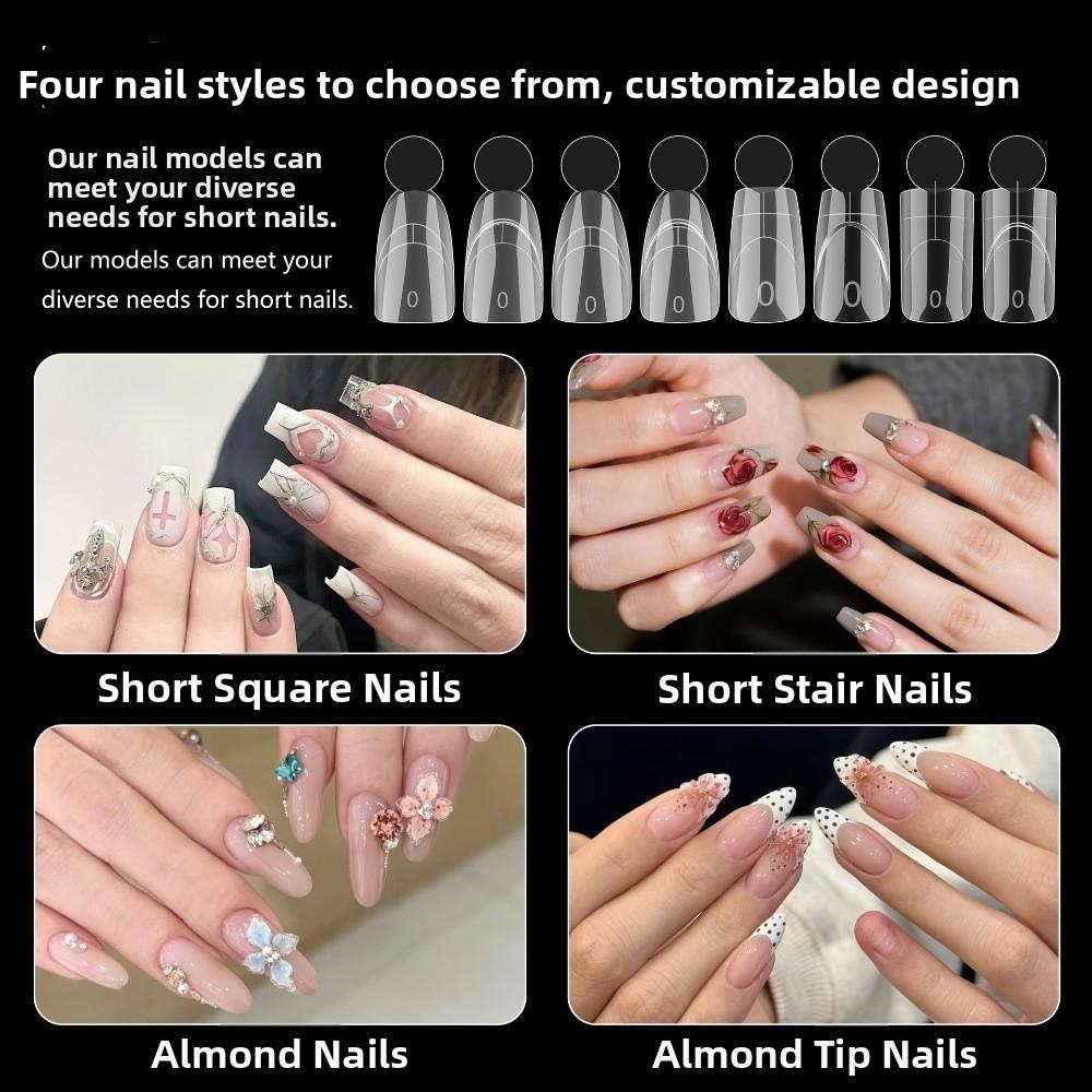 140PCS Matte Surface French Nail Dual Forms Thin Acrylic Nail Tips French Manicure Tool