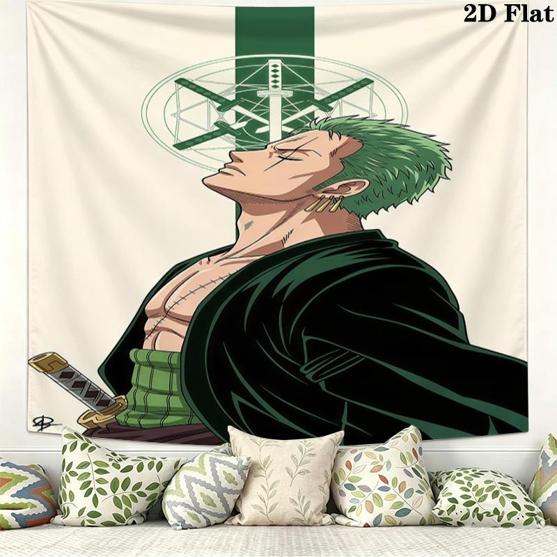 One Piece Roronoa Zoro Wall Tapestry Aesthetic Wall Hanging Printed Fabric Blanket Decorative Tapestries For Bedroom Living Room Home Decor