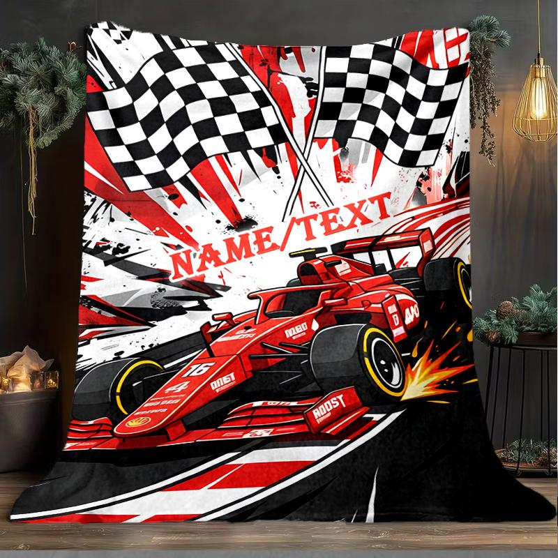 1PC Custom Name Car Art Outdooor Flannel Blankets Throw Blanket All-Season Throw Gift Bedspread for Couch, Bed, Camping Holiday Birthda