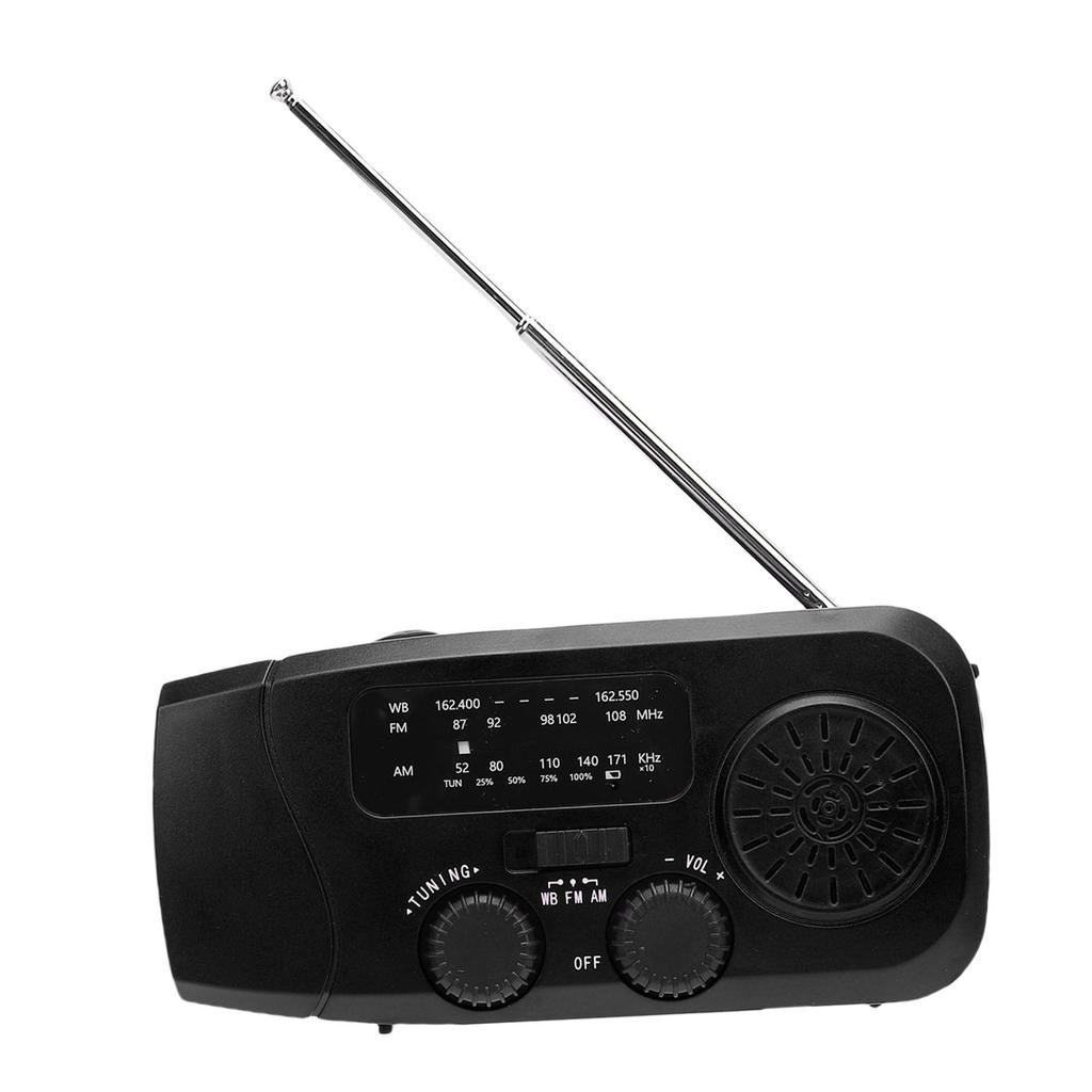 Solar Hand Crank Radio 2000mAh Battery AM FM WB Emergency Weather Radio with LED Flashlight for Outdoor Camping Hiking