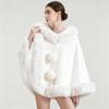 Autumn And Winter New Imitation Mink Fur Collar Shawl Cape Solid Color Wool Ball Cardigan Cheongsam Outer Cloak Jacket For Women