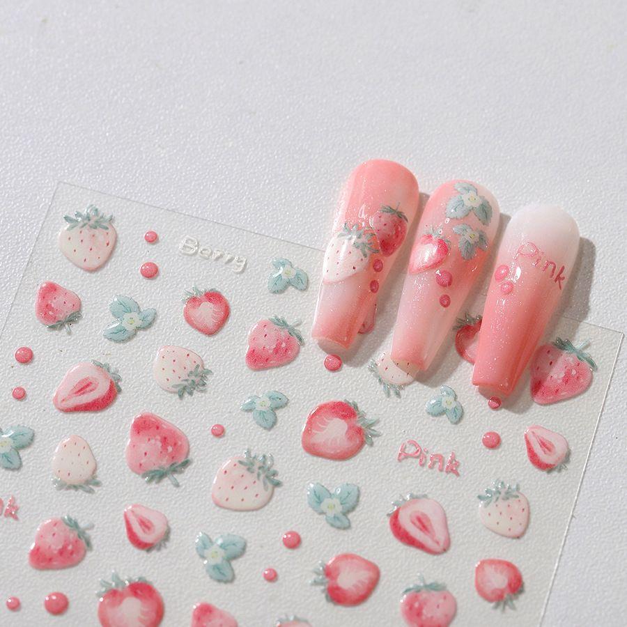 Neues Frucht Erdbeer Gelee Nageldesign Niedliche Aufkleber Liebling Kirsche Schleife Hase DIY Nageldekoration