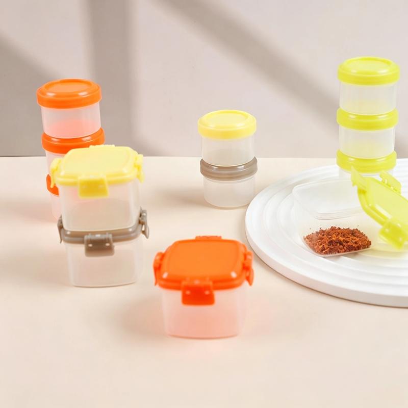 4Pcs Small Stackable PP Mini Storage Jars Airtight Leakproof Lids Portable for Spice Baby Food Camping Use