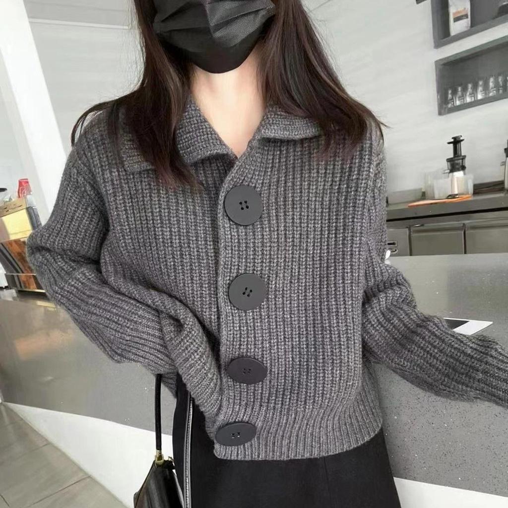 Women Autumn Winter Solid Causal V-Neck Top Long Sleeve Knitwear Knit Sweater Cardigan