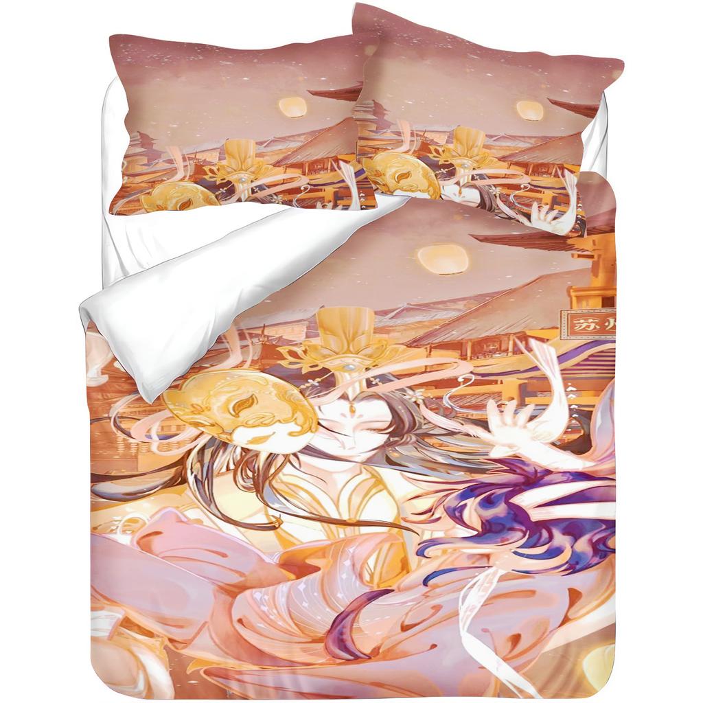 Heaven Official's Blessing Anime Bedding Set, Polyester Digital Print Duvet Cover, Zipper Closure Machine Washable Kids Decor