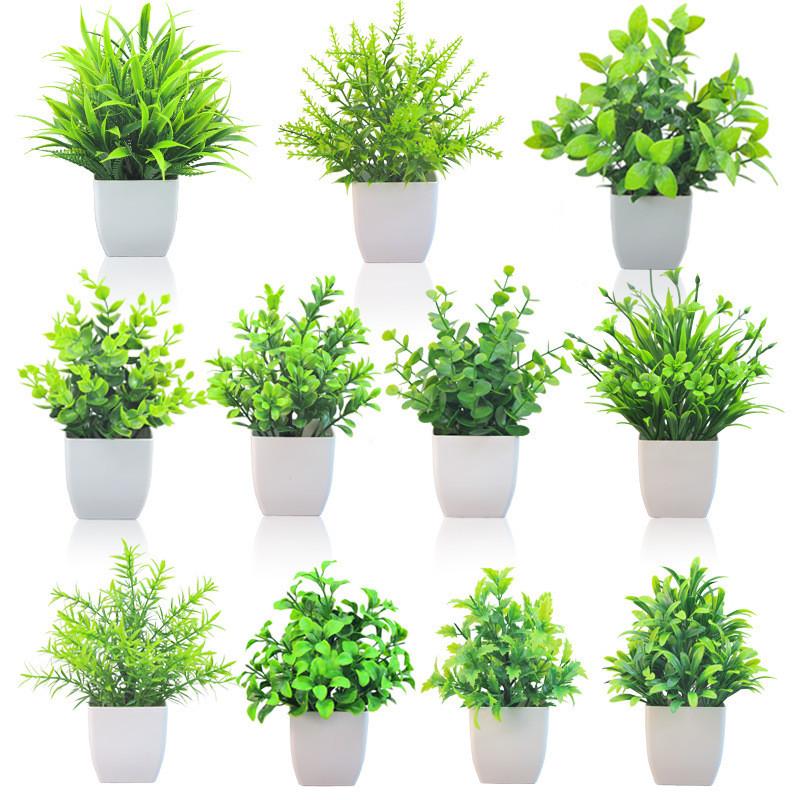 Plastový eukalyptus magnólie v květináči bonsaj pro vnitřní dárkovou dekoraci