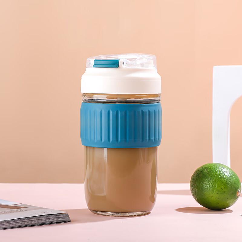 Portable Glass Drinking Cup with Straw