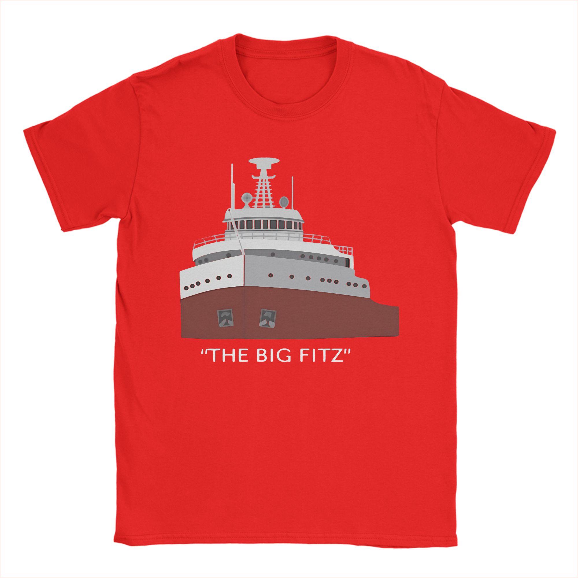 Мужская футболка Edmund Fitzgerald Новинка Чистый хлопок Футболка с коротким рукавом Футболки с изображением Большого корабля С круглым вырезом Топы для взрослых S