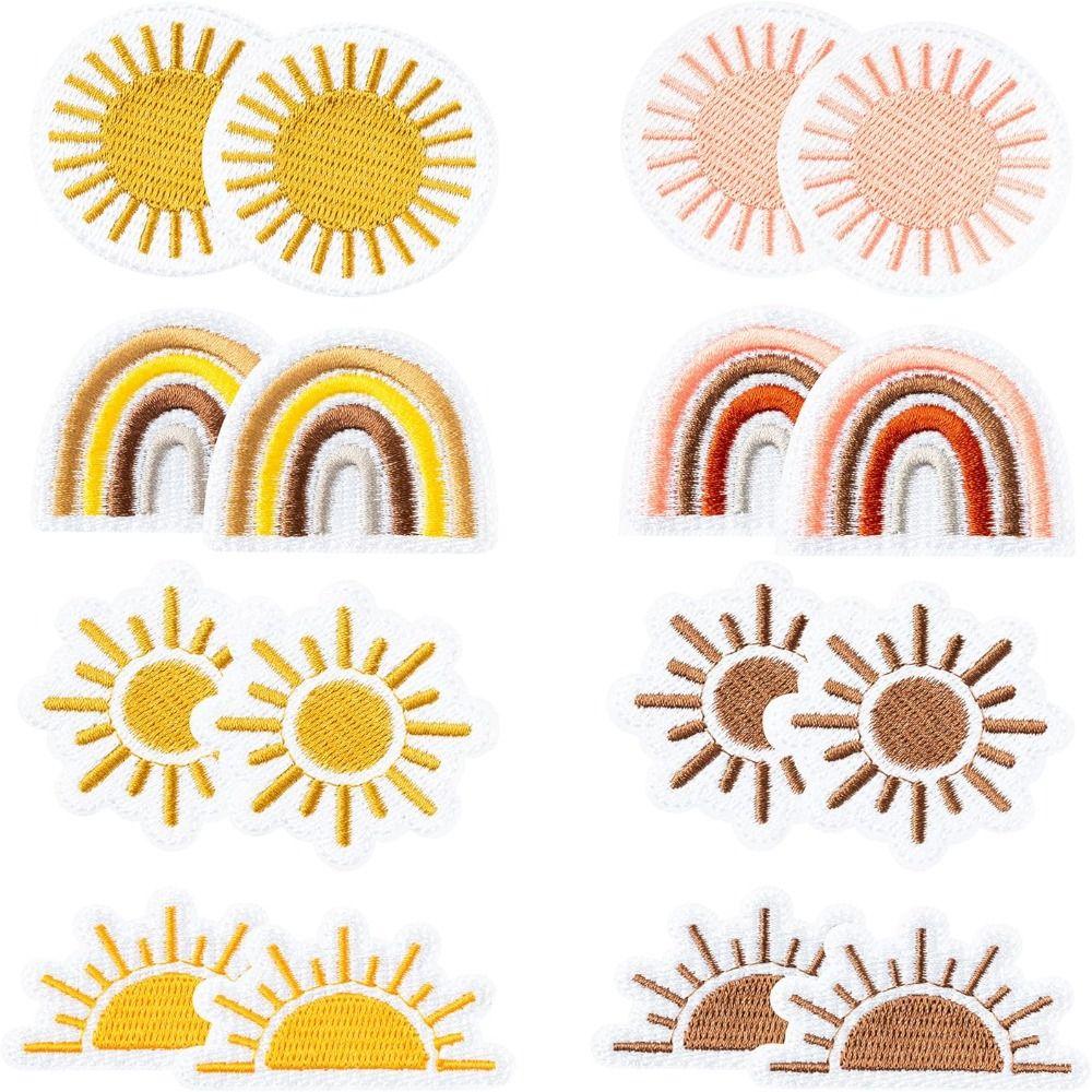 

Ретро Boho Sun Rainbow Iron on Patches Радужные вышитые нашивки в стиле бохо для куртки