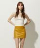 Lady Volume Mini Leather Skirt_Camel