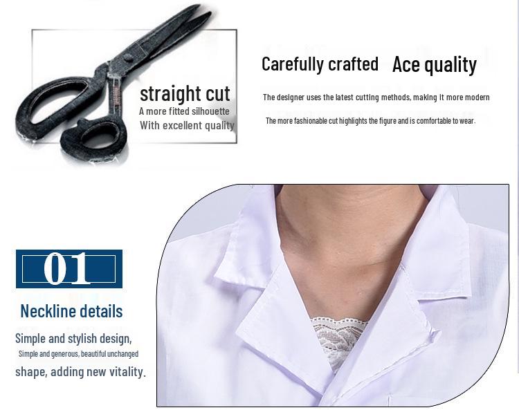 Women's Long-Sleeved White Lab Coat for Medical, Nursing, and Laboratory Use