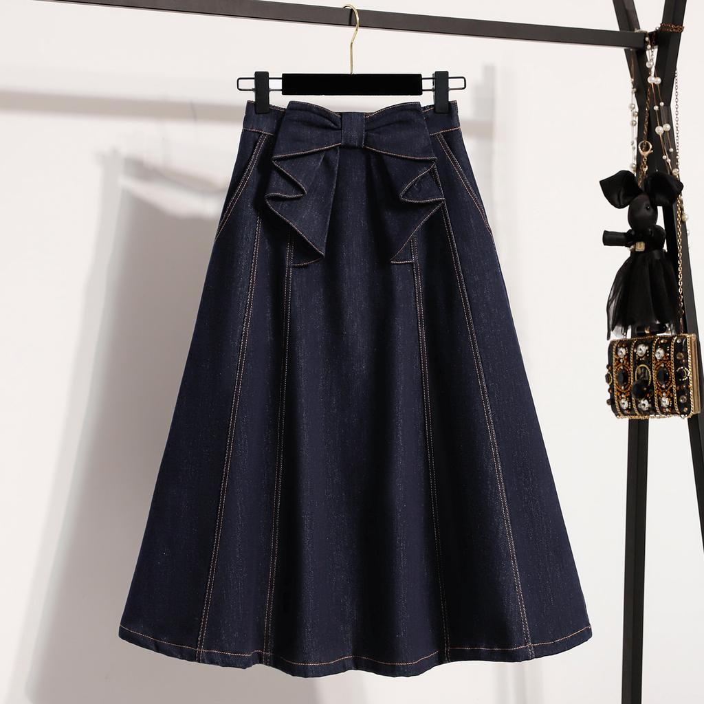 DIMANAF 2026 Plus Size Summer Women Skirts Denim Blue Fashion Jeans Lady High Waist Casual Elegant Long Skirt