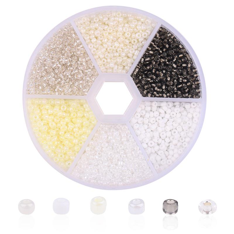 Handmade Mixed-Color Seed Beads Set: 6-Compartment Box for DIY Bracelets and Necklaces