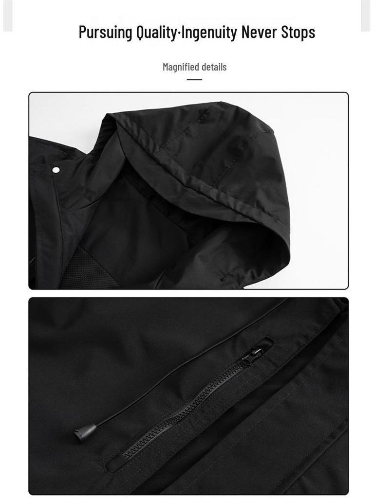Men's Camouflage Hooded Jacket - Spring/Autumn, American Style, Solid Color, Youthful & Casual