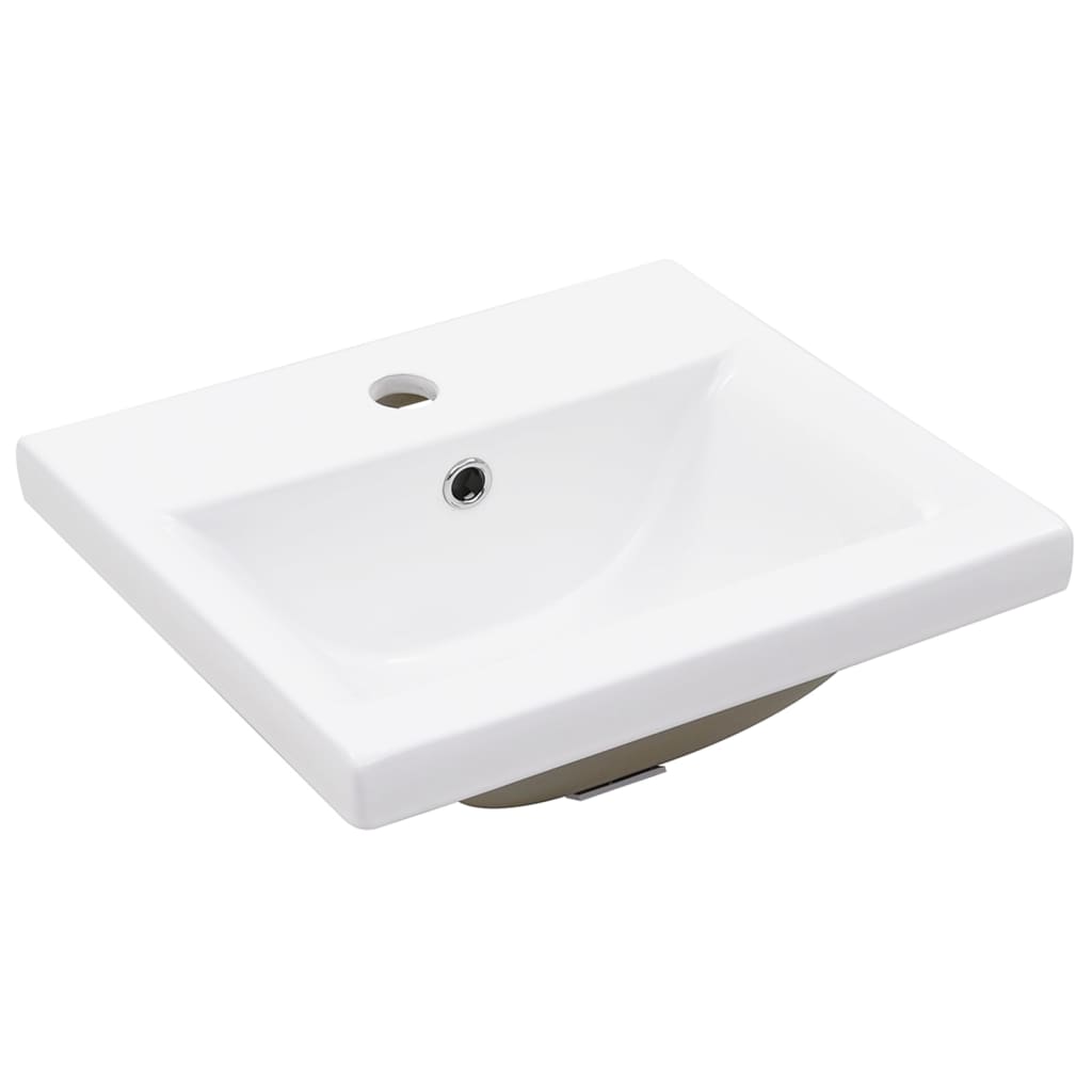 White Washbasin Cabinet with Built In Basin Wood Based Material