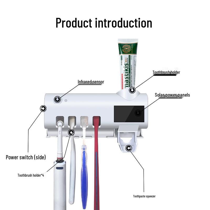 UV Tandborststerilisator & Automatisk Tandkrämsdispenser med Punch-Fri Installation
