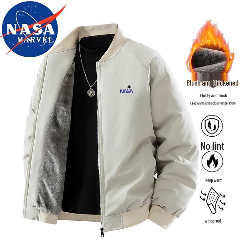 NASA MARVEL Herren Herbst/Winter Stehkragen Plus Samt Jacke