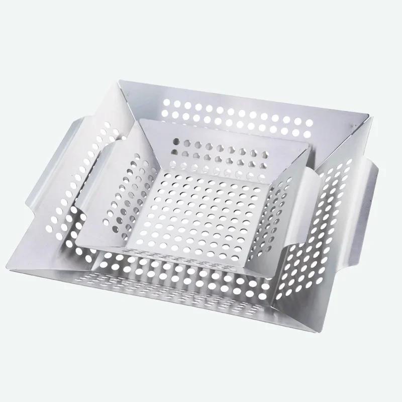 

Квадратный противень для гриля из нержавеющей стали с перфорированным противнем для гриля, сковорода для гриля для овощей, рыбы, шашлыка, овощей и т. д.