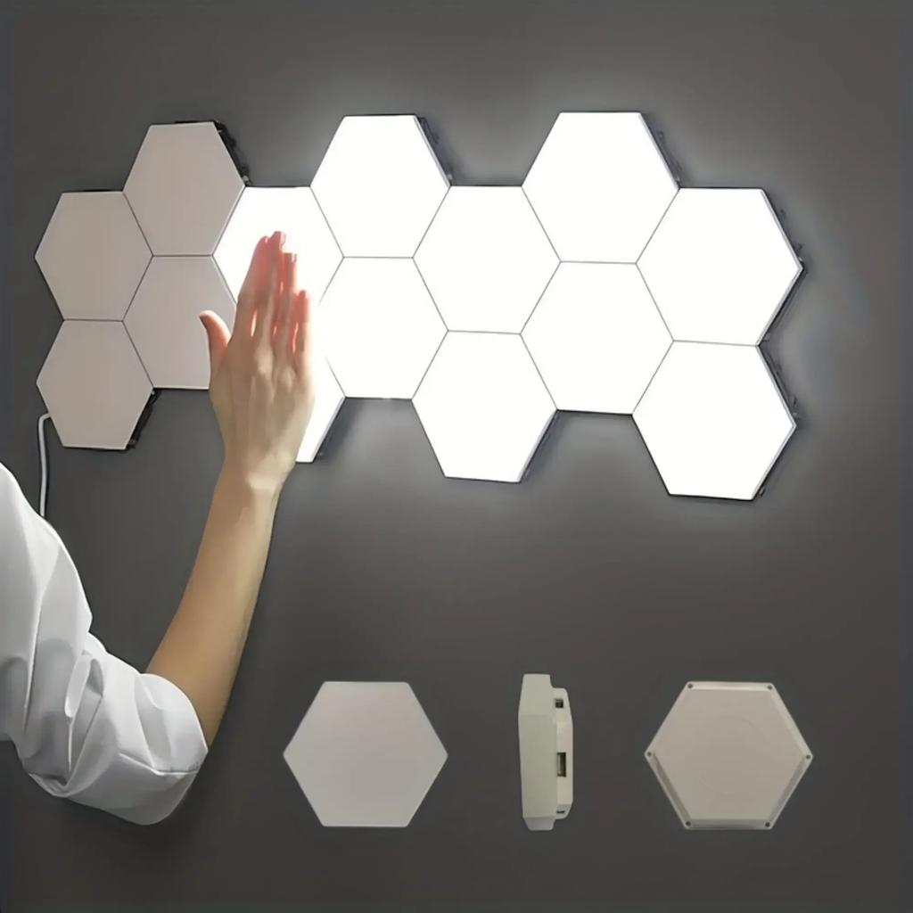 Hexagonal Touch LED Wall Light - Neutral White Night Light Energy-Saving 6-Pack