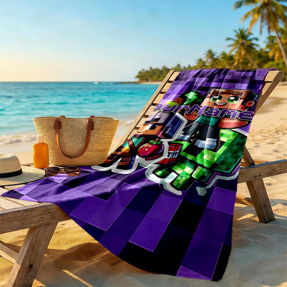 Minecraft Customizable Name Beach Towel Super Soft Microfiber Quickdry Fabric