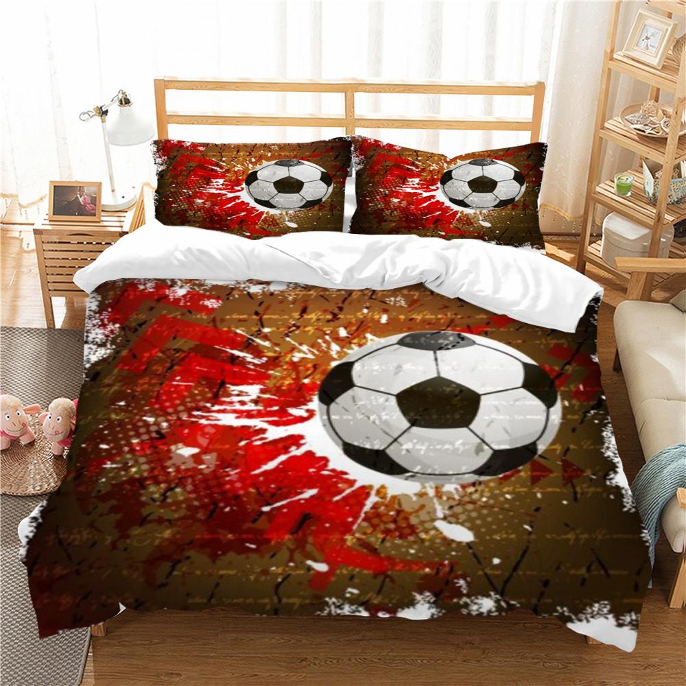 Bettwäsche-Set für Zuhause, Fußball-Druck, gewaschenes Bettbezug-Set, weich, für junge Leute, atmungsaktives Bettwäsche-Set, bequem, weich, Polyester