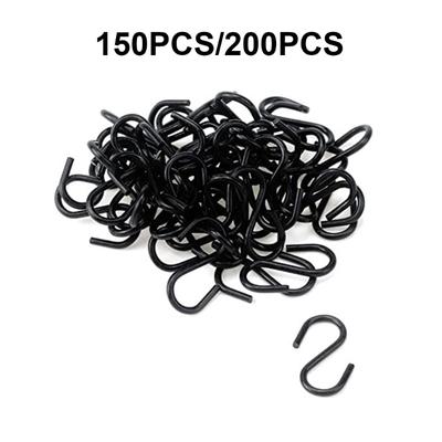 150/200pcs Black S Shape Hook Small Ornament Hook Christmas Ornament Hangers Jewelry Hook for Hanging Plant Enduring